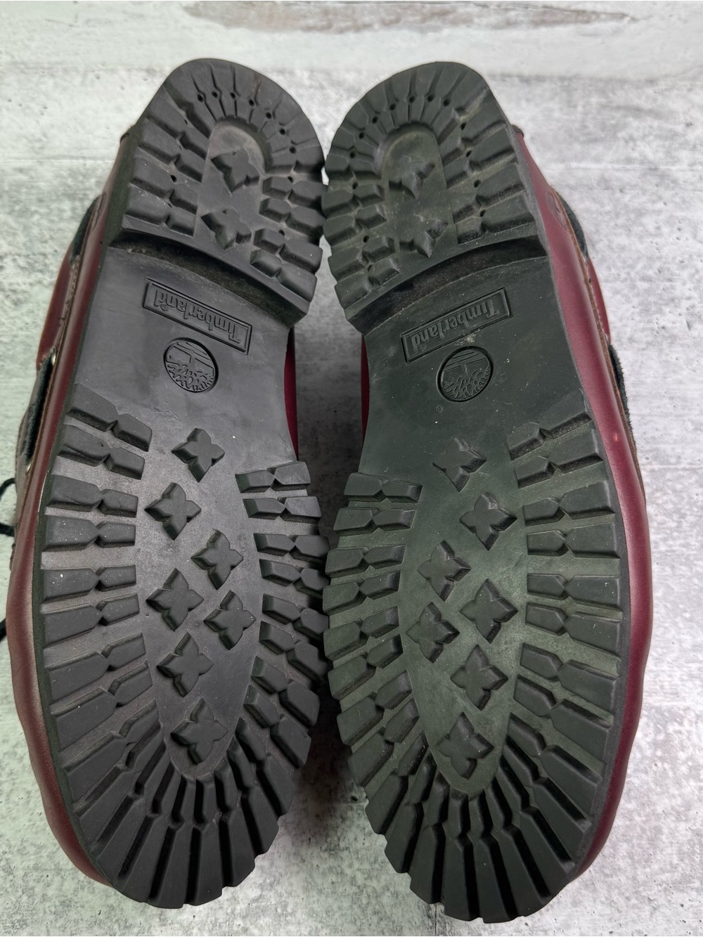 Timberland Custom 3-Eye Lug Handsewn Boat Shoes Burgundy Leather Men's 12 W/L - Picture 5 of 8